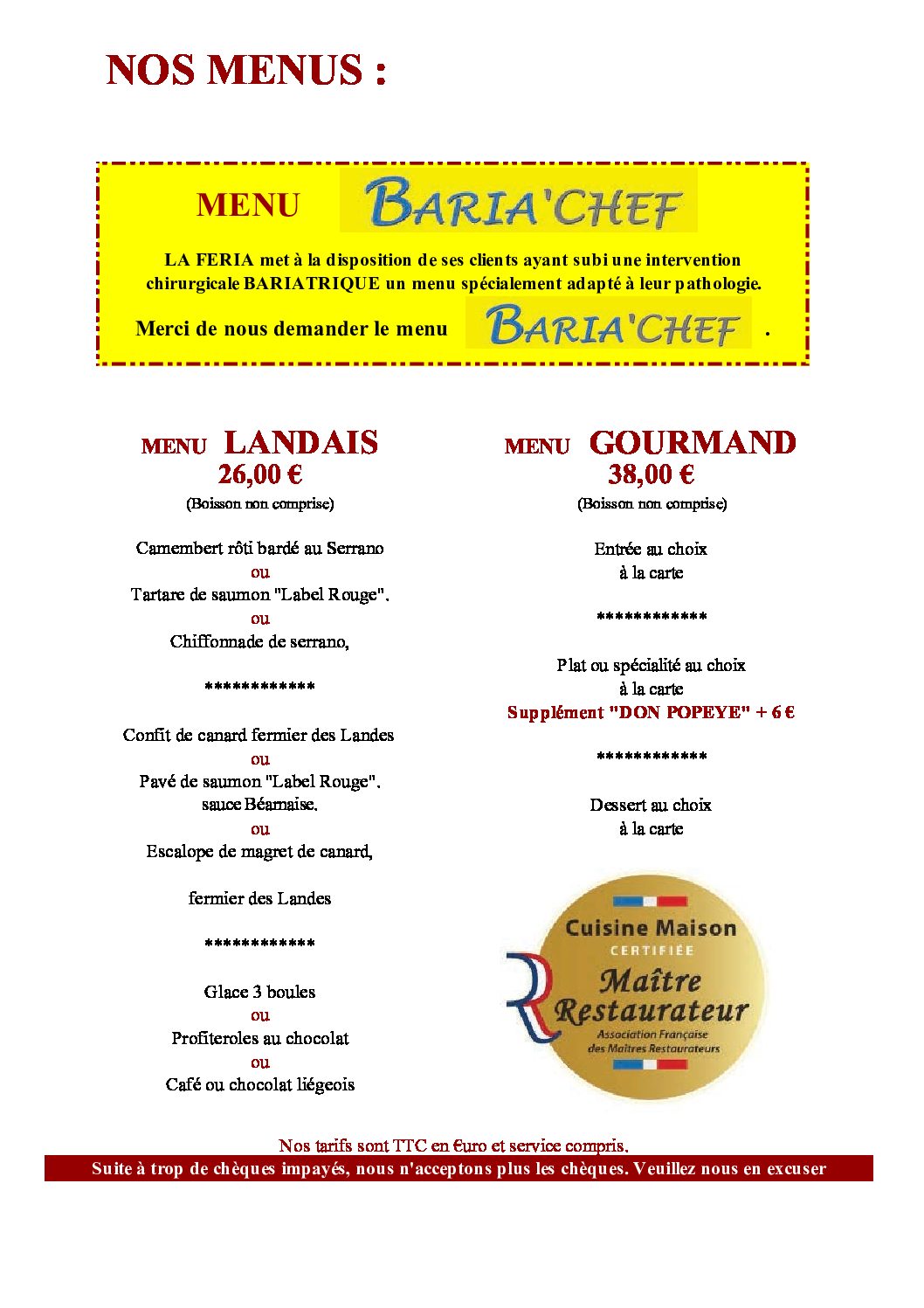 MENU 2 RESTAURANT LA FERIA new