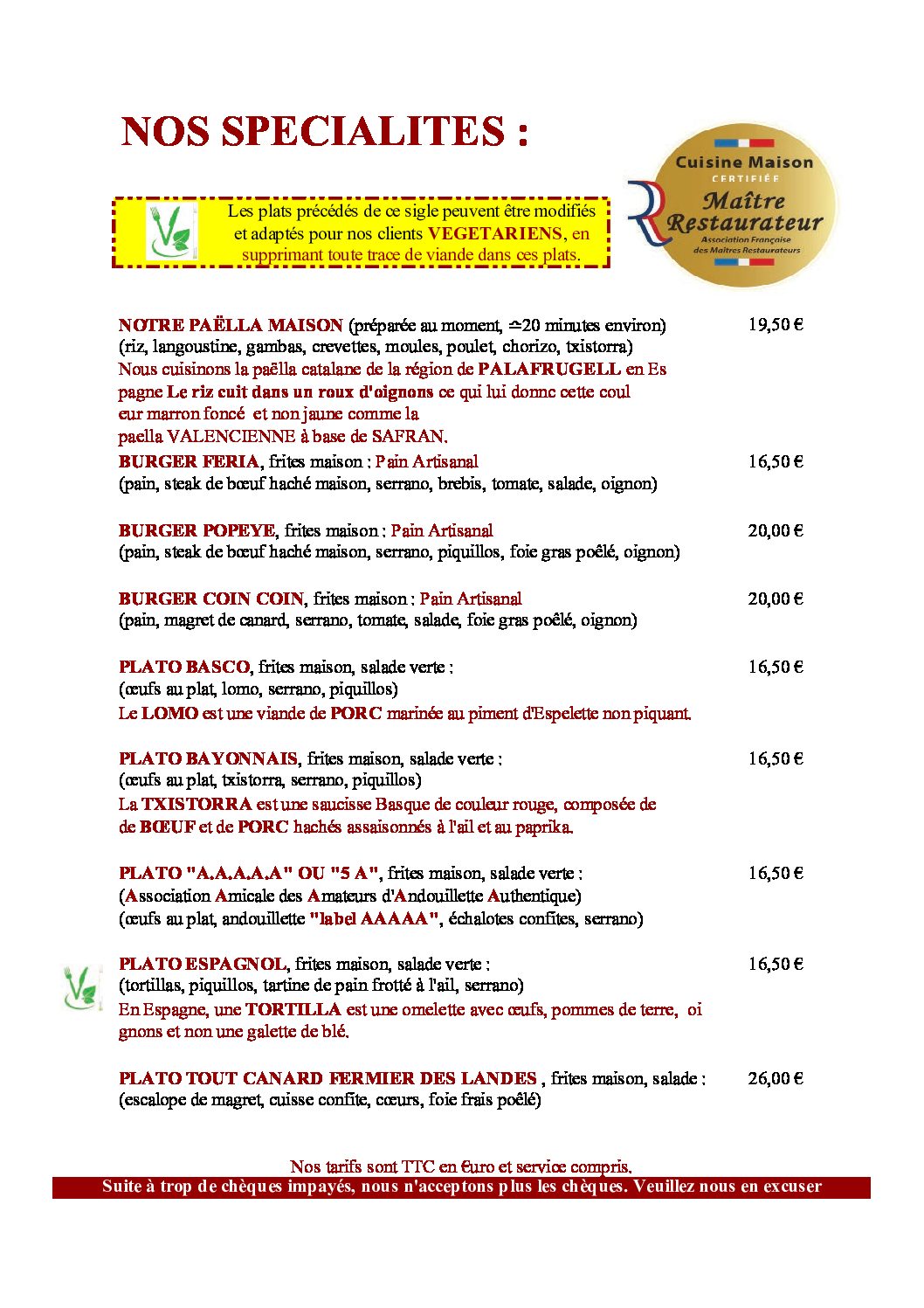 SPECIALITES RESTAURANT LA FERIA new