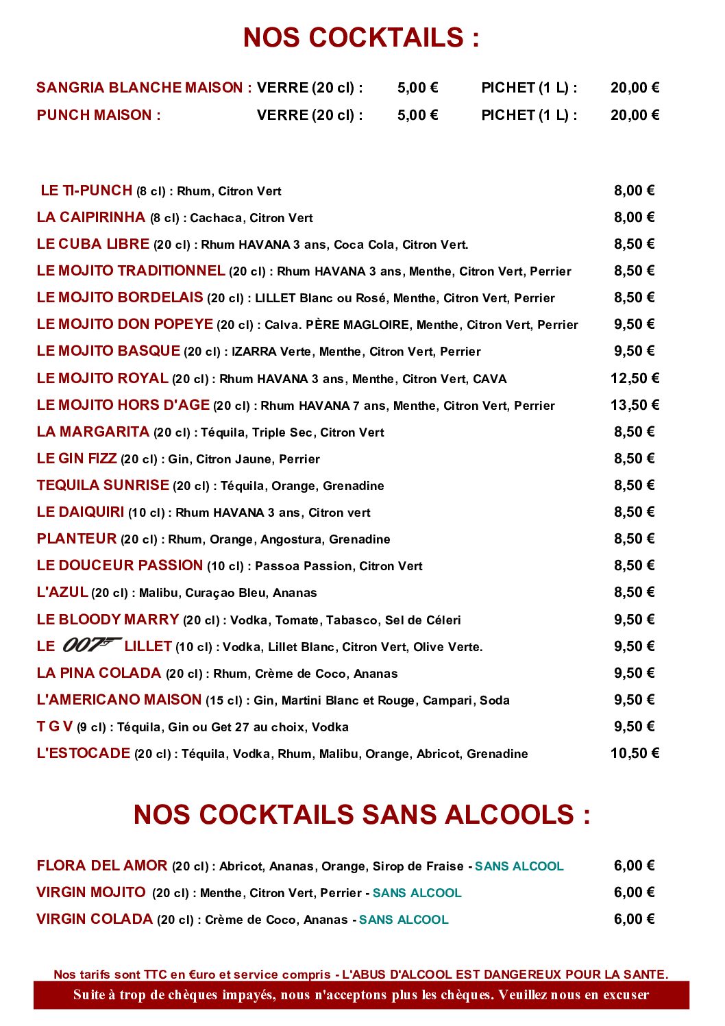 BAR COCKTAILS